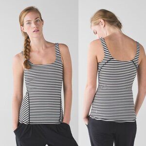 Lululemon Amala Tank Top Narrow Bold Stripe Black Angel Wing 21953